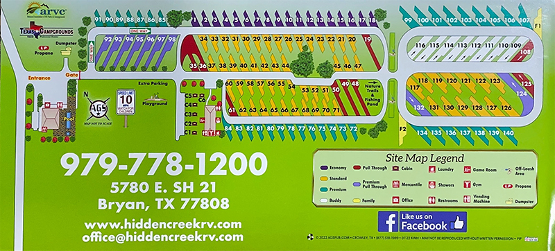 2022 Hidden Creek RV site map